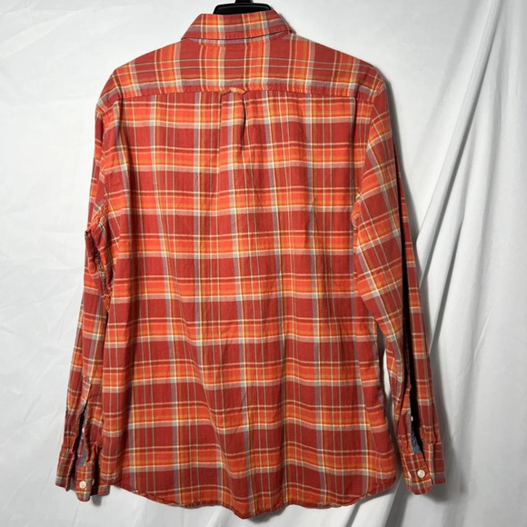 L.L.Bean Button Down Plaid Men’s Shirt, Size L,‎ Red Orange - Picture 2 of 5